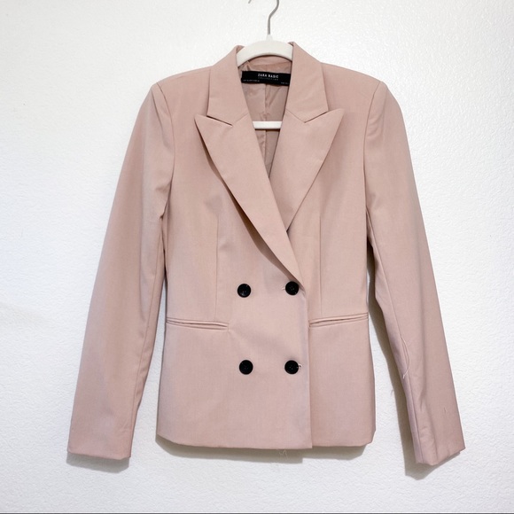 Zara Jackets & Blazers - Zara Basic Blush Pink Double Breasted Blazer Size 2